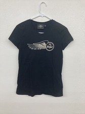 Harley Davidson Women's Sz S Ride Free Short Sleeve Cotton Tee Black Top T-Shirt