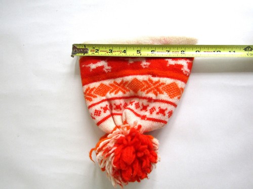 berretto vintage Obermeyer 100% lana renna fiocco di neve arancione scandanavo h - Foto 11 di 12