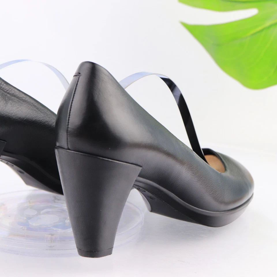 Zapato cómodo Ecco para mujer con forma 55 talla 40 9 cuero negro plataforma tacón bloque Foto 4 de 4