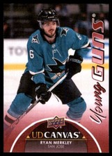 2021-22 UPPER DECK EXTENDED YOUNG GUNS CANVAS RYAN MERKLEY ROOKIE SAN JOSE