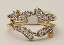 Enhancer 1Ct Round Cut Simulated Diamond Ring Guard Wrap 14K Yellow Gold Plated