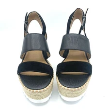 Crown Vintage Ladies Daylen Black Suede Sandals Shoe Leather Size 6 Med.
