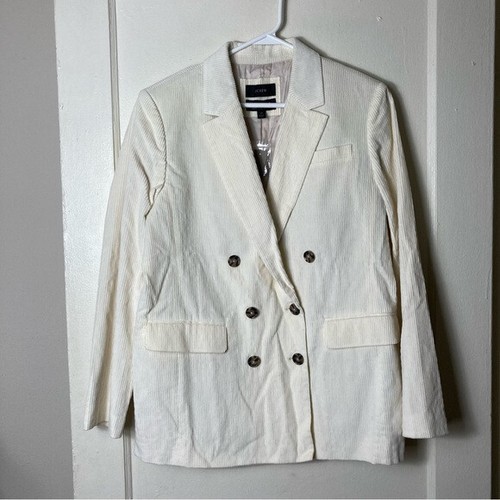 J. Crew ivory double breasted blazer italian corduroy nalya womens 14 NWT - Picture 2 of 11