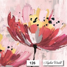  126 TWO Individual Paper LUNCHEON Decoupage Napkins - PAINTED FLOWER ARTSY