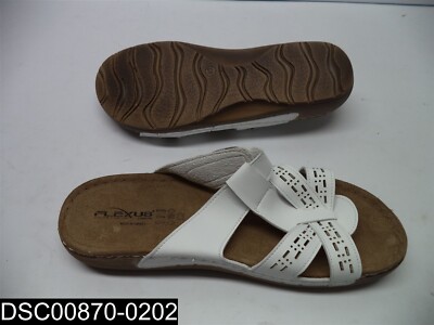 Size 9 Women's Flexus Nery White Sandals NERY-W GLUE SPOT ON SOLE OF SANDALS