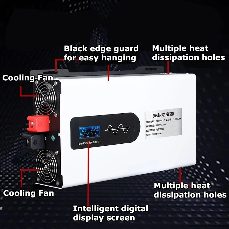5000 Вт 8000 Вт 12000 Вт 12 В 24 В 48 В 60 В 72 В 96 В до 220 В инвертор мощности чистая синусоида - Изображение 3 из 4