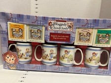 VTG 4 Raggedy Ann And Andy 16 Oz Hot Drink Mugs Tea 31920 Houston Harvest Gift