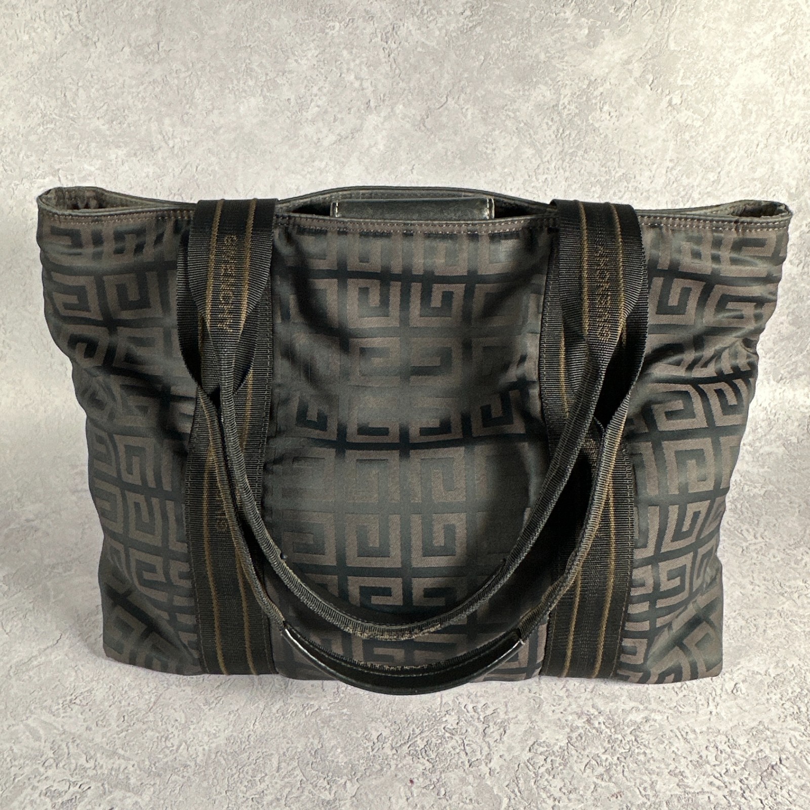 Vintage Givenchy Handbag Black Cloth Tote Shoulder Bag Silver Charm 90s image 6