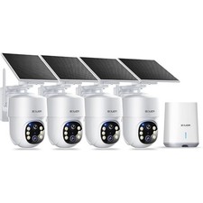 Wireless Outdoor Security Camera 5MP Solar Powered 4 Cam Pack No Subscription
