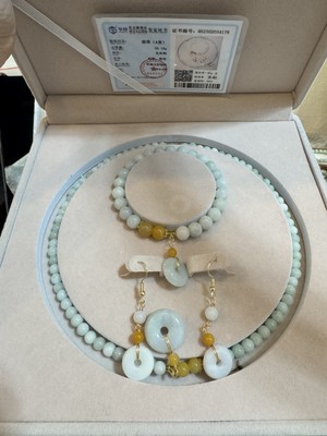 Set Of Natural Jade with certificate Type A with box 