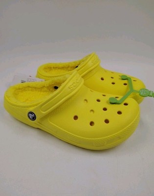 Crocs Classic Lined Slip On Clogs Shoes Men's 5 Women's 7 Sandals Lemon Yellow