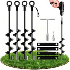 Ground Anchors Heavy Duty Tent Stakes 18 Inch Swing Set Anchors Kit Screw in ...