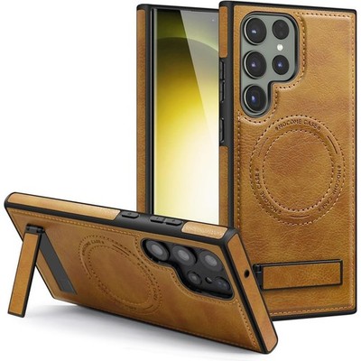 Samsung Galaxy s24 Ultra Case PU Leather Magnetic Cover Stand Rugged Phone Case