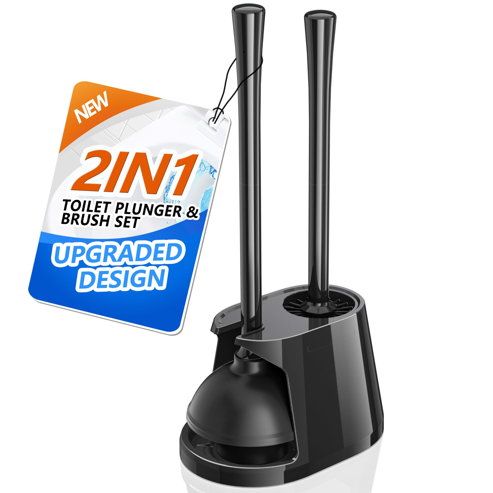 Toilet Plunger and Brush Set, Bowl Brush and Heavy Duty Toilet Plunger with V...