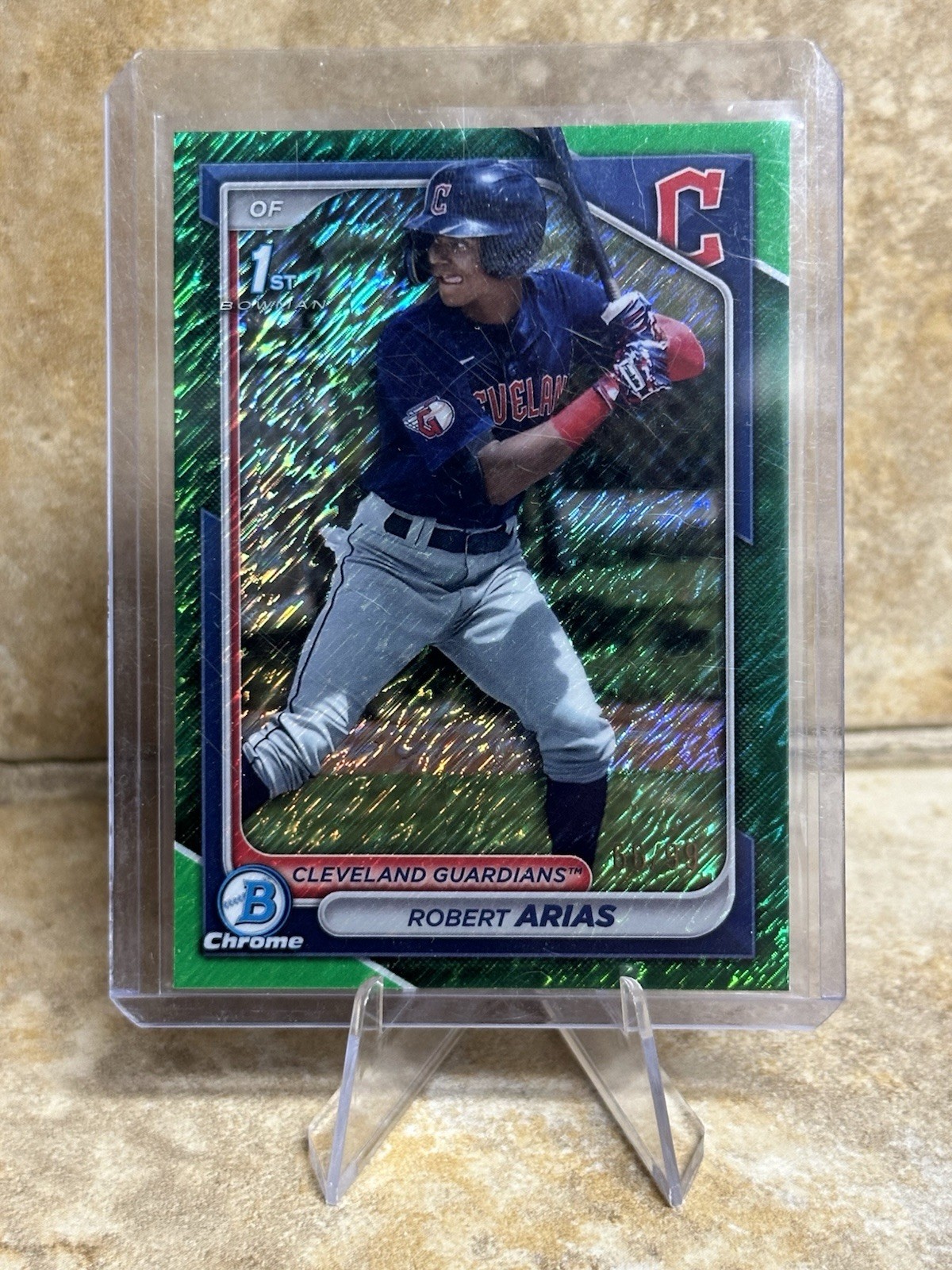 Robert Arias 2024 Bowman Chrome 1st RC #BCP-243 Green Shimmer 66/99 Guardians
