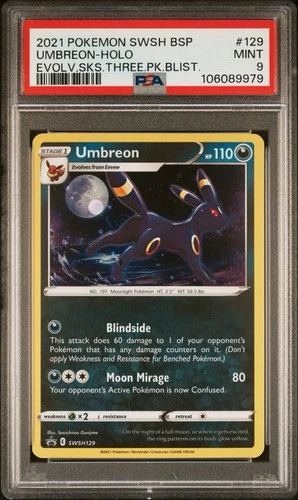 UMBREON #129 - 2021 POKEMON SWSH BLACK STAR PROMO PSA 9 (🌀swirl)