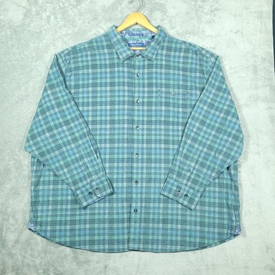 Tommy Bahama Button Down Mens 4XLB Teal Coastline Cord Plaid Long Sleeve Shirt