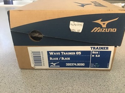 Mizuno Wave Trainer G5 Mens Size  5.0   Black/Black 320374.9090