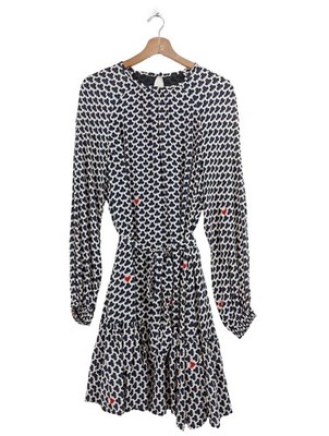OTTOD AME Langarmkleid Damen Kleid Gr. DE 34 dunkelblau-wollweiß Casual-Look