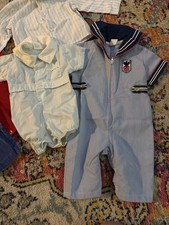 Vintage Baby Boy Clothing Lot Carters Overalls Rompers Shirts 0-9m