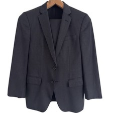 38S Hugo Boss Reda Stretch Solid Charcoal Gray Wool Suit 30 X 28