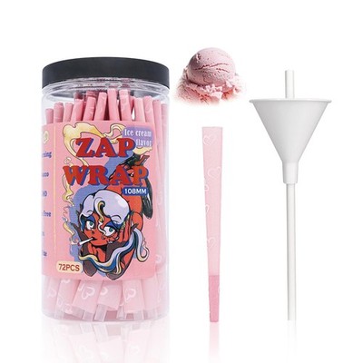 ZAPWRAP 72 PCS Pink Pre Rolled Cones Ice Cream Flavor King Size Rolling Paper