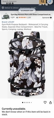 Black Floral Multi Purpose Travel Backpack Convertible￼