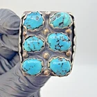 Vintage Navajo Sterling Silver Turquoise Cluster Ring Size 11 3/4