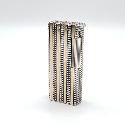 Vintage Dunhill Paris Aldunil Alduna Rollagas Sterling Silver Gold Lighter