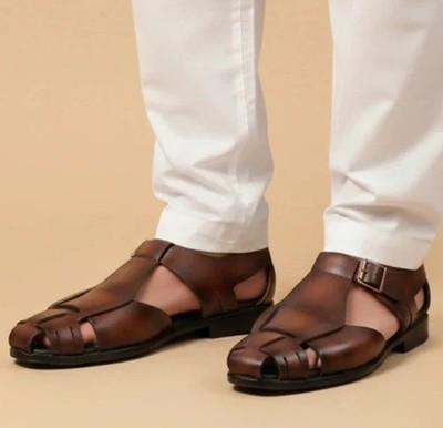 Handgefertigte Solento Rindsleder Sandalen - Schnallendetail, gepolsterte Sohle für Männer