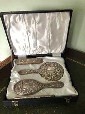 VINTAGE BIRMINGHAM SILVER 4 PIECE DRESSING TABLE SET BY BROADWAY EXC.CONDITION 