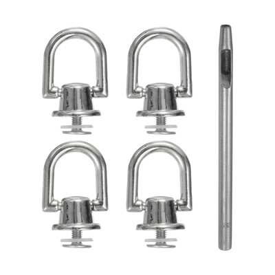 4 Stück 6,6 mm D Ring Knopf Metall Nieten Nieten mit 3,5 mm Lederlocher, dunkel grau