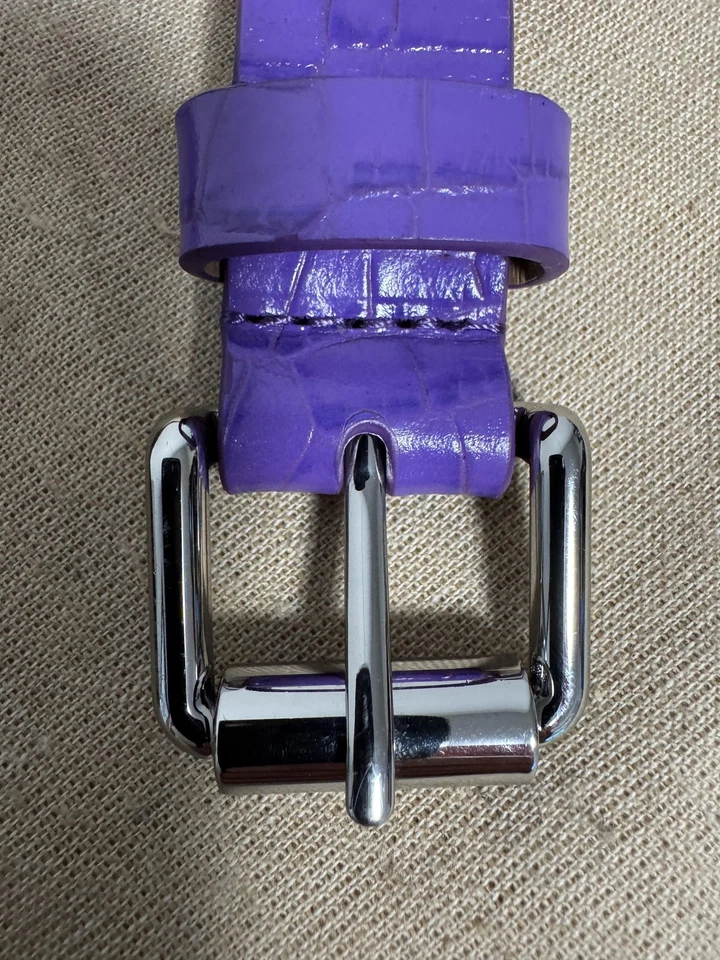 Cinturón Rebecca Minkoff Mujer Talla Única Púrpura Cocodrilo Repujado Tachonado Patente Foto 3 de 4