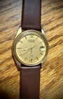 vintage Mens gold seiko SQ watch 5Y22-600w New Strap New Batt.