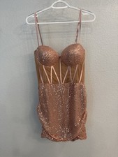 Fashion Nova Rose Gold Body Con Dress - Size 3XL -NWT-Draped Skirt - Ruched Back