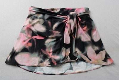 Coco Contours Women's Halo Sarong Swim Skirt MS7 Plumeria Haze Medium NWT