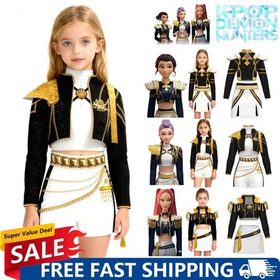 Rumi Kpop Demon Hunters Costume Jackolume Kpop Super Star Zoey Cosplay Costume For Kids, Kpop Hunters Costume Zoey Idol Stage Outfits Halloween Cosplay Full Set With Accessories For Girls K Pop Demon