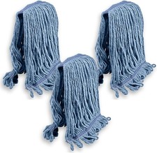 Pack of 3 HEAVY DUTY Commercial Mop Head Replacement, Wet Industrial Cotton L...