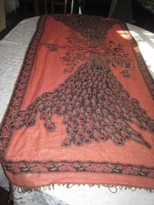 Pashmina Floral Peacock Scarf Wrap Floral Orange and Gold Lovely