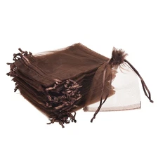 100pcs Organza Bags 3x4 Inch Drawstring Favor Pouches Mesh Bag Coffee