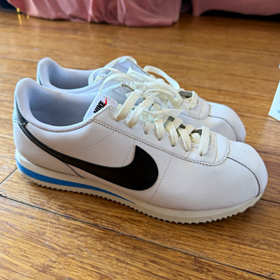 Nike Cortez Men s Low Top Lace Up Athletic Sneakers White Black Blue