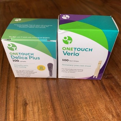 One Touch Delica Plus Lancets 100ct& Verio Strips 100ct Duo