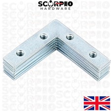 10Pack L Corner Plate 90 Degree Flat Metal Bracket 64mm - 100mm Zinc Plated