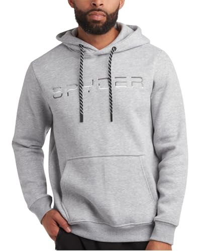 МУЖСКАЯ ТОЛСТОВКА SPYDER С КАПЮШОНОМ ИЗ МЯГКОГО ФЛИСА В ТЯЖЕЛОМ ВЕСЕ M L ВЕРЕСКОВО-СЕРОГО ЦВЕТА