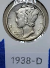 1938 D Mercury Dime 90% Silver Low Bid Estate Collection