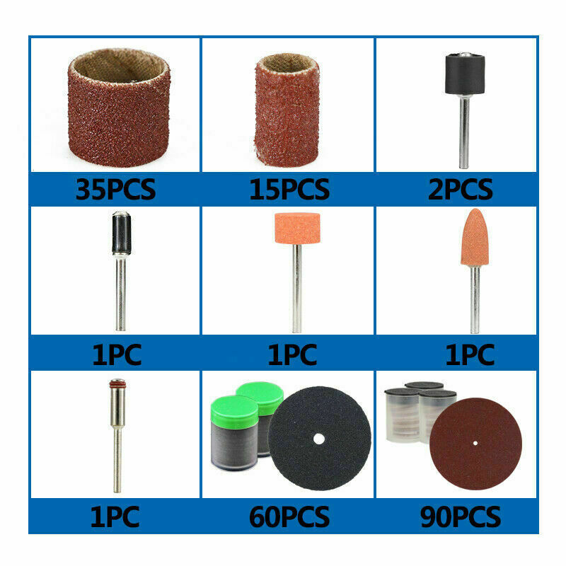 206pcs Rotary Tool Accessories Kit Sanding Polishing Grinding Cutting for Dremel