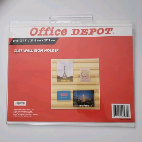 Lot of 4 OFFICE DEPOT 11" x 8.5" Slat Wall Sign Holders Vertical 189-024