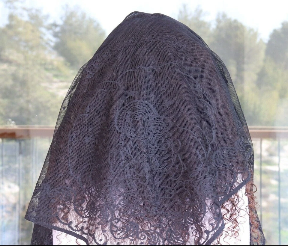Jerusalén Mantilla Iglesia Pagadores Mujeres Dantil Encaje Bufanda Cubierta Cabeza Tierra Santa  Foto 4 de 4