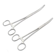 New 2pc Set 7"  8" Curved Hemostat Forceps Locking Clamps Stainless Steel