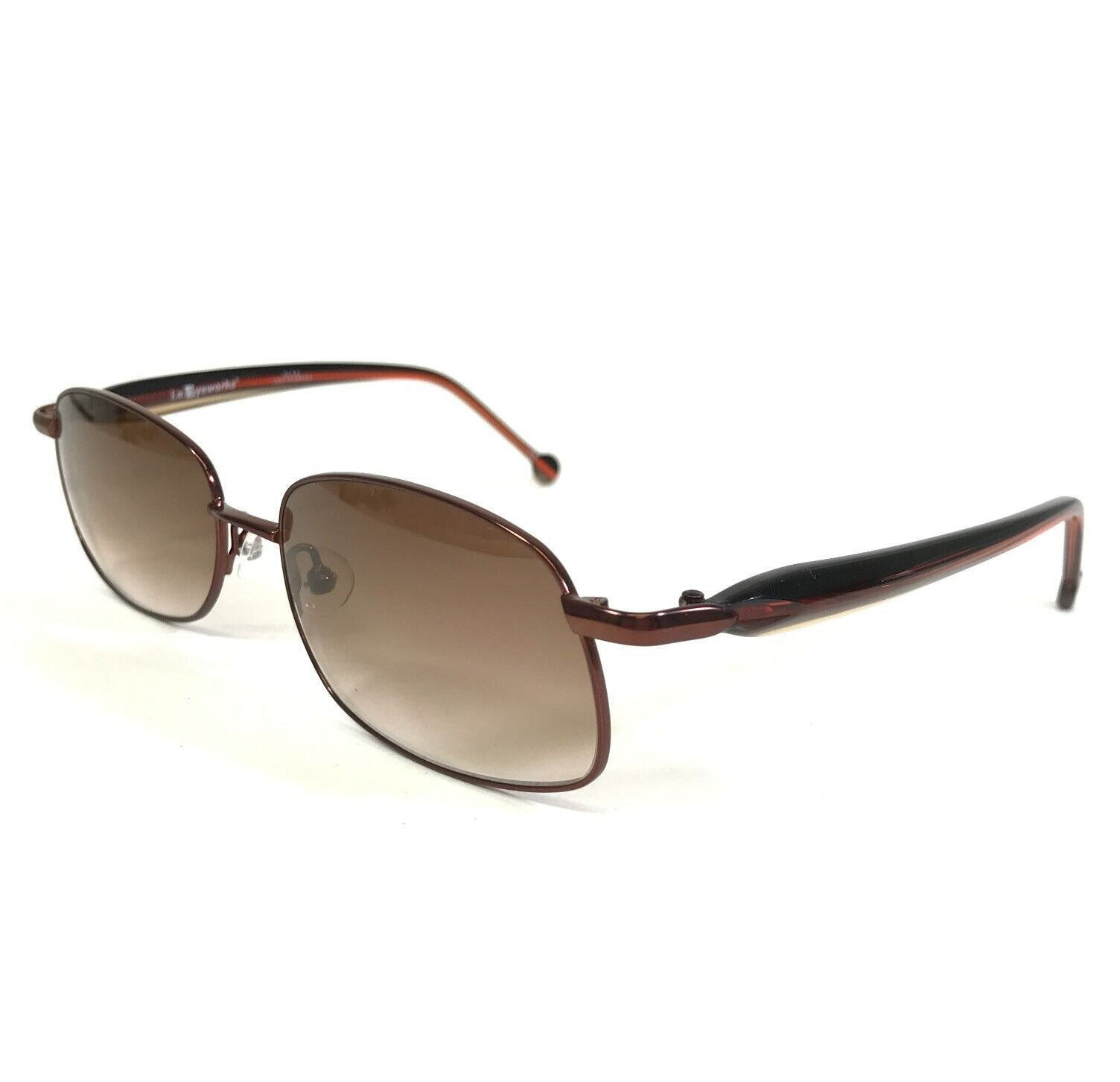 Винтажные солнцезащитные очки la Eyeworks SO WHAT 536 Черно коричневые с прямоугольными коричневыми линзами